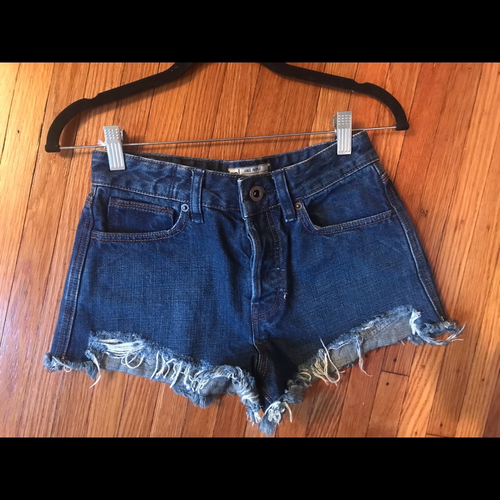 Free People high rise denim cutoffs size 25